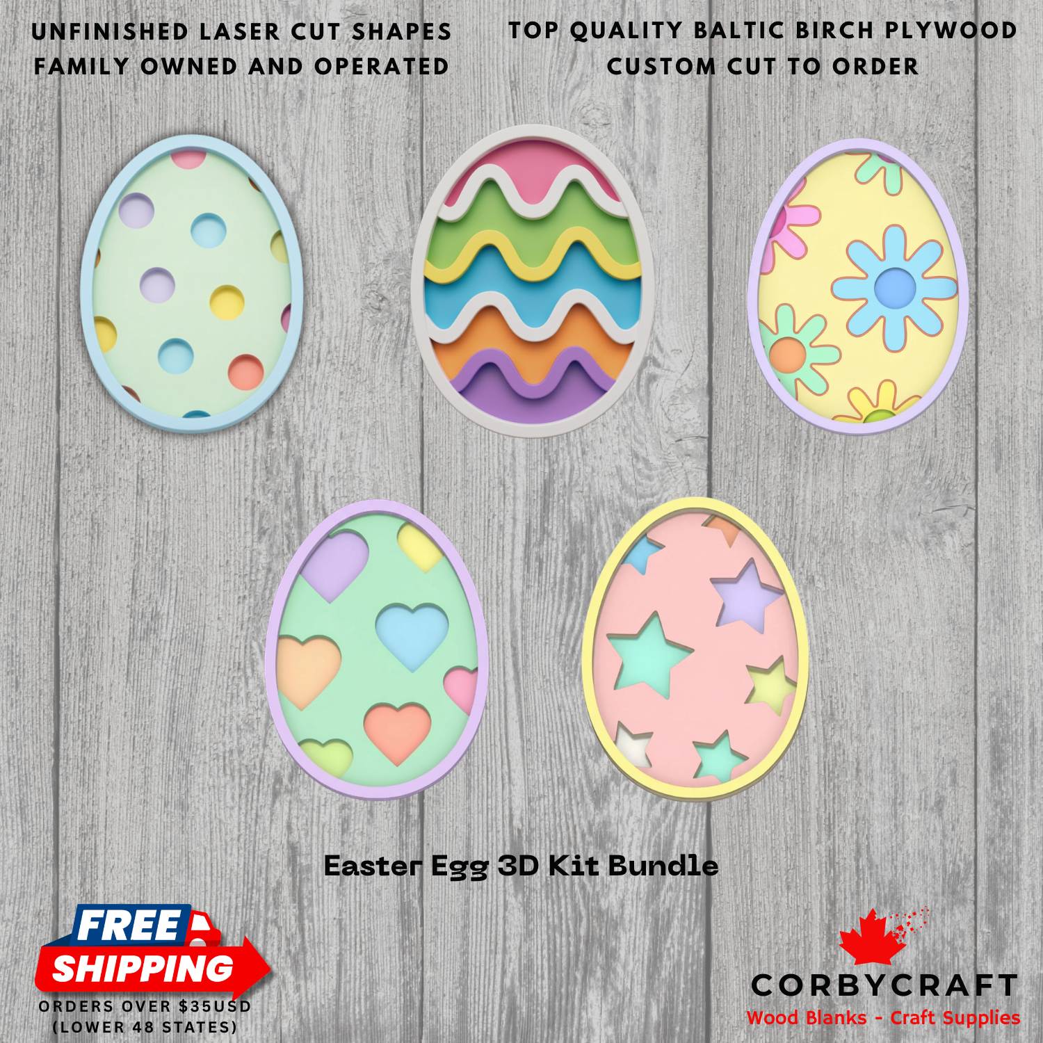 3D Layered Easter Egg Kit Bundle