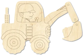 Cartoon Excavator with Man