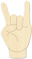 Rock On Hand Gesture Wooden Rock On Concert Hand Cut laser cut wood blank for music lovers by CorbyCraft SKU UQNKX8