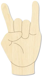 Rock On Hand Gesture Wooden Rock On Concert Hand Cut laser cut wood blank for music lovers by CorbyCraft SKU UQNKX8
