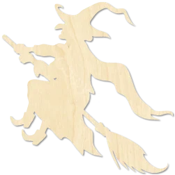 Witch Flying Broomstick Witch On Broom Witch Ride Cut laser cut wood blank for Halloween enthusiasts by CorbyCraft SKU VAVUAX